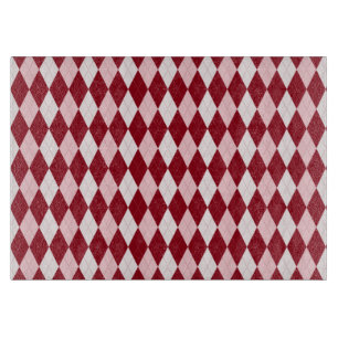 Red Argyle Crimson Pink Small Diamond Shape Cutting Board