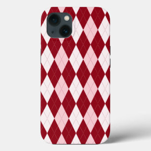 Red Argyle Crimson Pink Small Diamond Shape iPhone Case