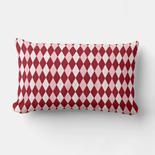 Red Argyle Crimson Pink Small Diamond Shape Lumbar Cushion