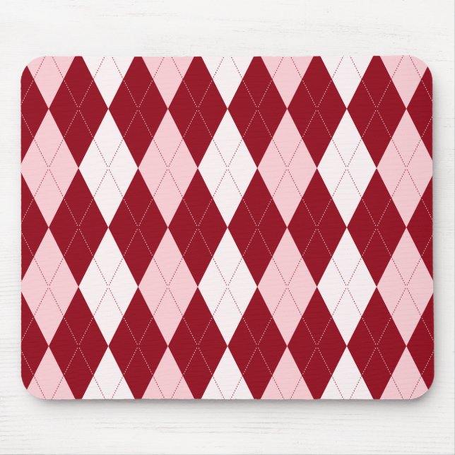 Red Argyle Crimson Pink Small Diamond Shape Mouse Pad (Front)