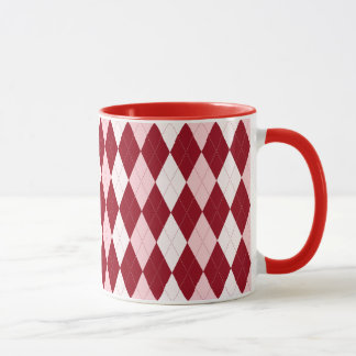 Red Argyle Crimson Pink Small Diamond Shape Mug