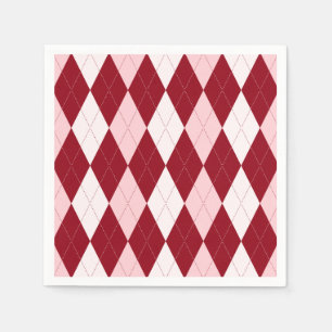 Red Argyle Crimson Pink Small Diamond Shape Napkin