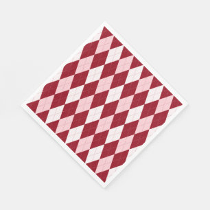 Red Argyle Crimson Pink Small Diamond Shape Napkin
