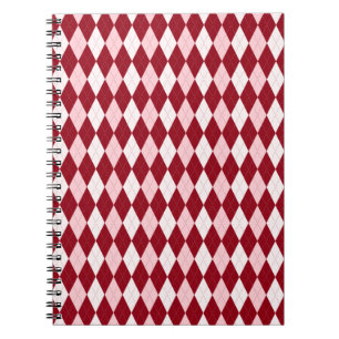 Red Argyle Crimson Pink Small Diamond Shape Notebook