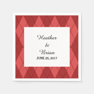 Red Argyle Paper Napkins