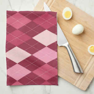 Red argyle pattern tea towel