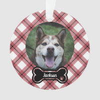 Red Argyle Plaid Bone Tag Dog Photo