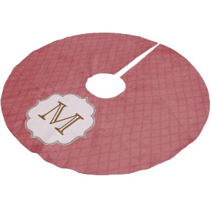 Red Argyle Trian Print Monogram Initial Tree Skirt