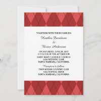 Red Argyle Wedding Invite