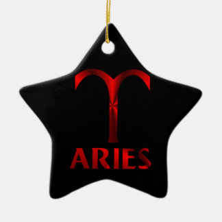 Red Aries Horoscope Symbol Ceramic Tree Decoration