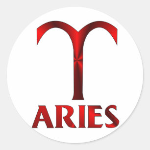Red Aries Horoscope Symbol Classic Round Sticker