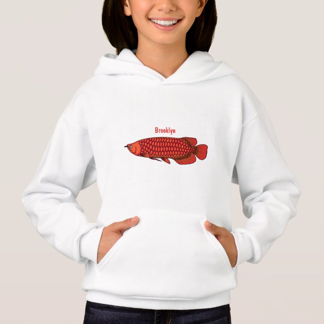 Red Arowana fish cartoon illustration (Front)