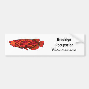 Red Arowana fish cartoon illustration Bumper Sticker