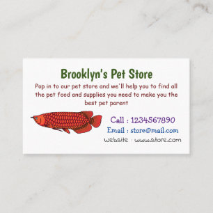 Red Arowana fish cartoon illustration Business Card
