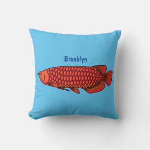 Red Arowana fish cartoon illustration Cushion