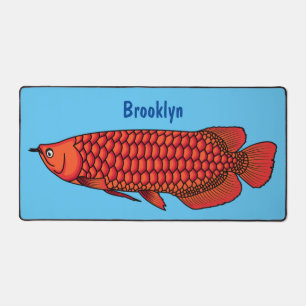 Red Arowana fish cartoon illustration Desk Mat