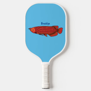 Red Arowana fish cartoon illustration Pickleball Paddle