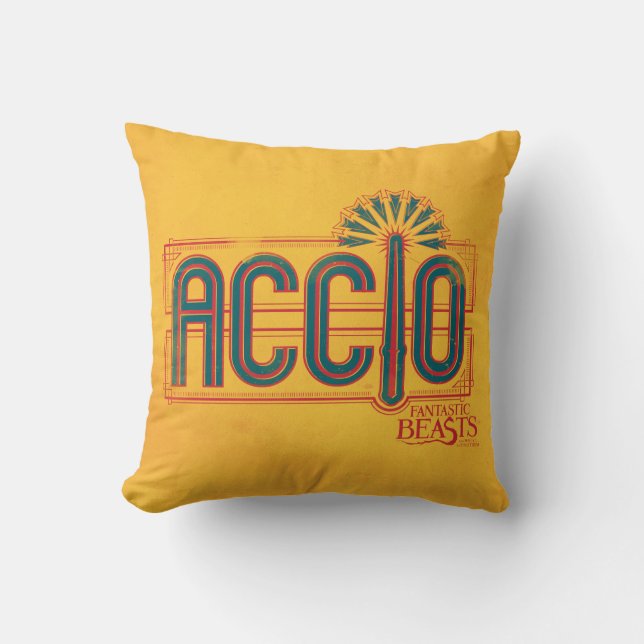 Red Art Deco ACCIO™ Spell Graphic Cushion (Front)