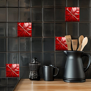 Red Art Deco  Ceramic Tile