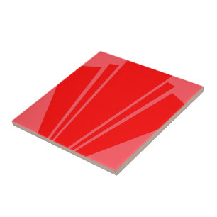 Red Art Deco Design Ceramic Tile