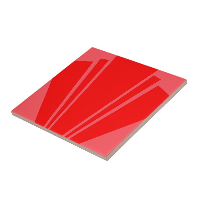 Red Art Deco Design Ceramic Tile (Side)
