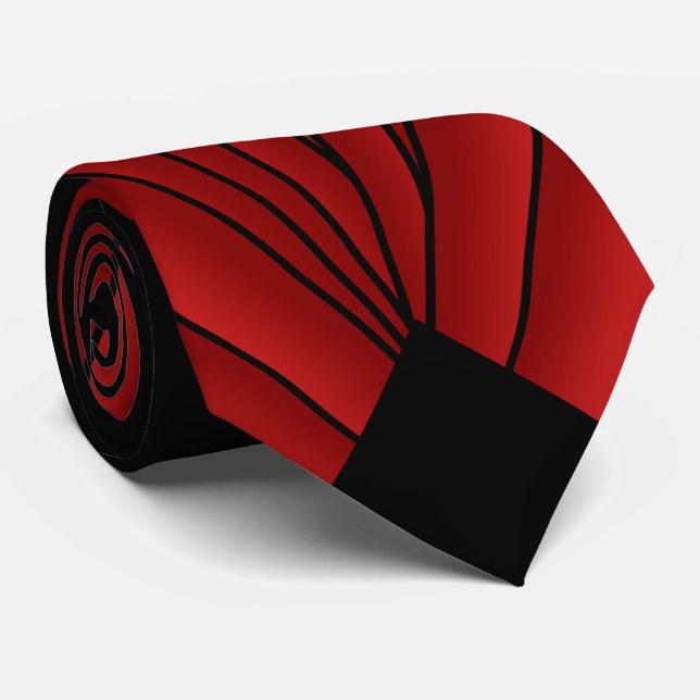 Red Art Deco Design Tie (Rolled)