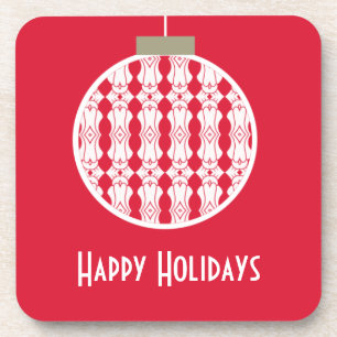 Red Art Deco Ornament Coaster