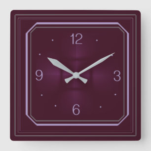 Red Art Deco Square Wall Clock