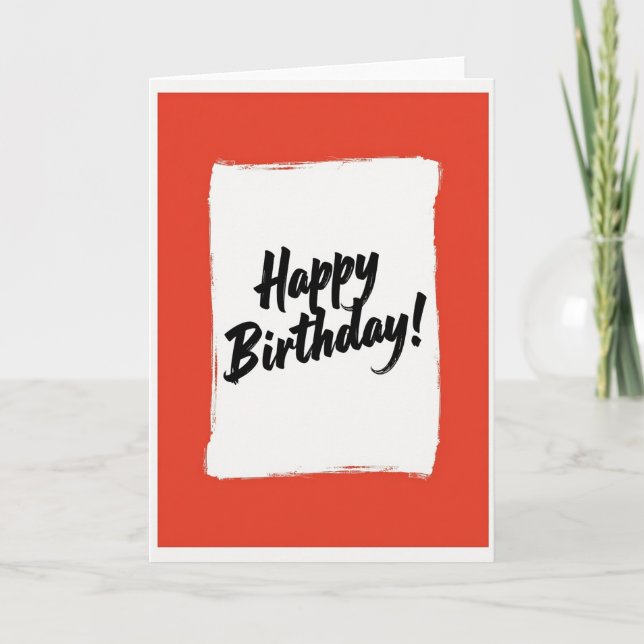 Red Artistic Birthday Script Card (Front)