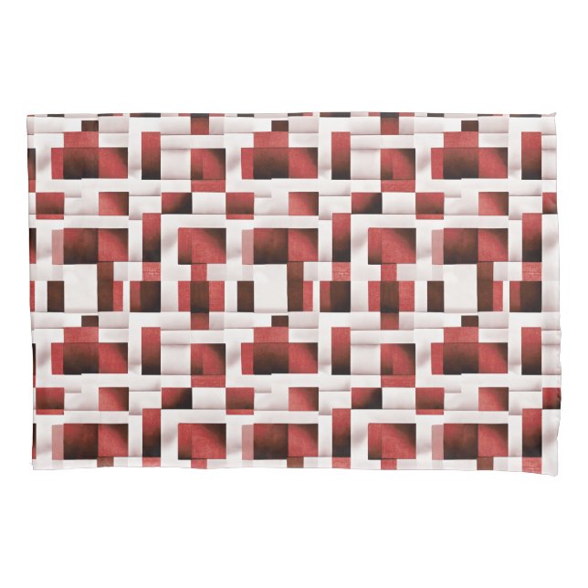 Red Artistic Chequered Motif | Geometric Pattern Pillowcase (Front)