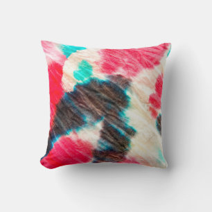 Red Artistic Dirty. Shibori Pattern. Summer Brush  Cushion