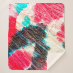 Red Artistic Dirty. Shibori Pattern. Summer Brush  Sherpa Blanket