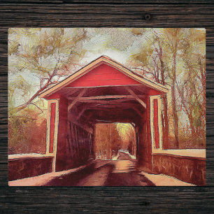 Red Ashland Covered Bridge in Delaware Plaque