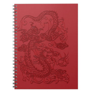 Red Asian Chinese Japanese Korean Dragon Notebook