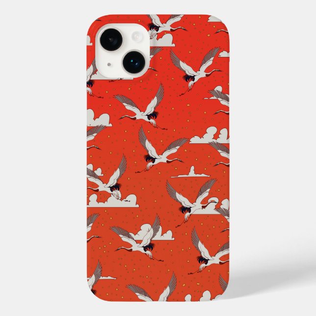 Red Asian Crane Pattern Case-Mate iPhone Case (Back)