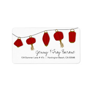 Red Asian Lanterns Address Labels