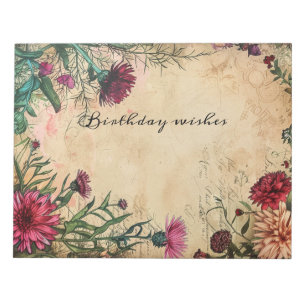 Red Aster Birth flower September Floral Frame Notepad