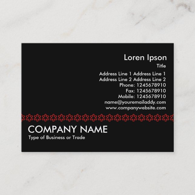 Red Asterisk Line (outline) - Black Business Card (Front)