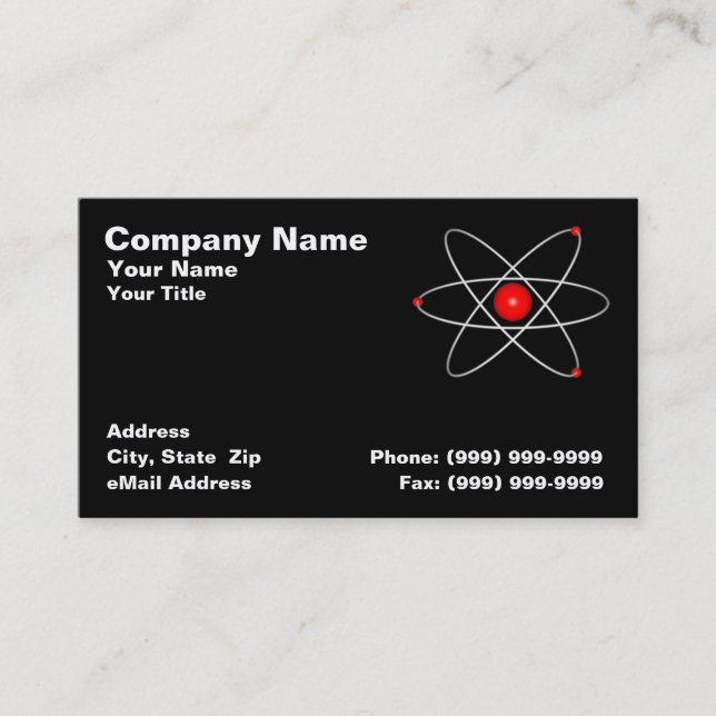 Red Atom Against a Black Background Business Card (Front)