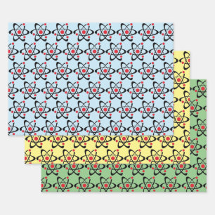 Red Atoms Science Design Wrapping Paper Sets