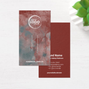 Red Auburn Watercolor Hair Clip Logo Display Card