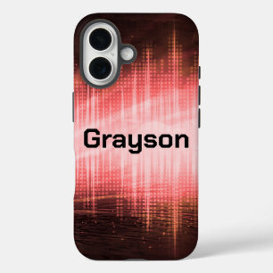 Red Audio Waves iPhone 16 Case
