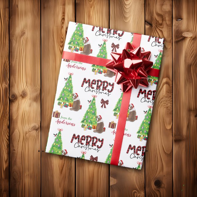 Red Aussie Dog, Bird and Christmas Tree Wrapping Paper (Creator Uploaded)