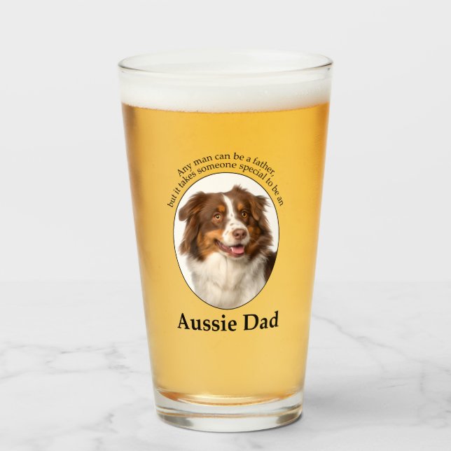 Red Australian Shepherd Dad Glass (Front Filled)