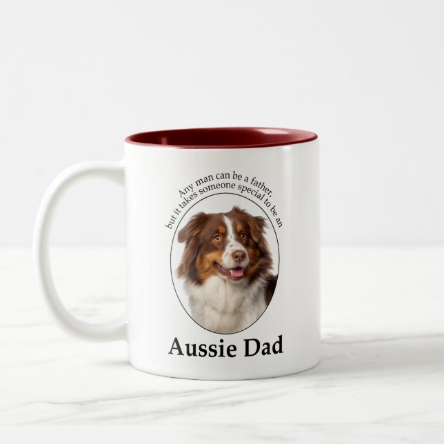 Red Australian Shepherd Dad Two-Tone Coffee Mug (Left)