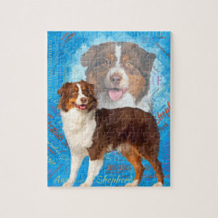 Red Australian Shepherd dogs - Aussie Jigsaw Puzzle