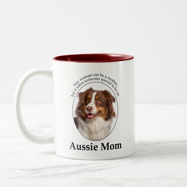 Red Australian Shepherd Mum Two-Tone Coffee Mug (Left)