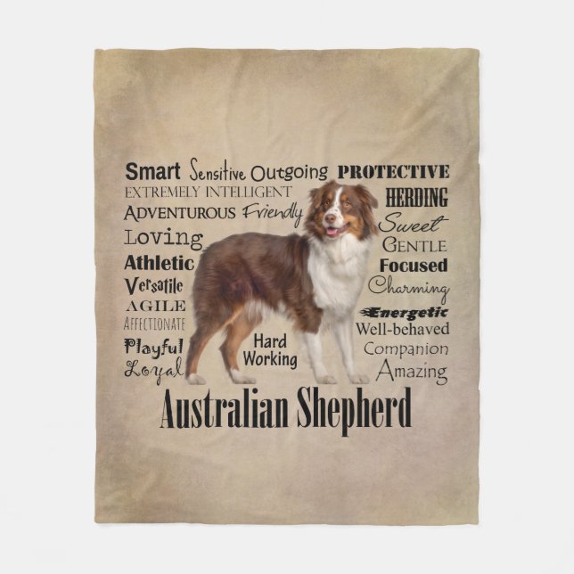 Red Australian Shepherd Traits Fleece Blanket (Front)