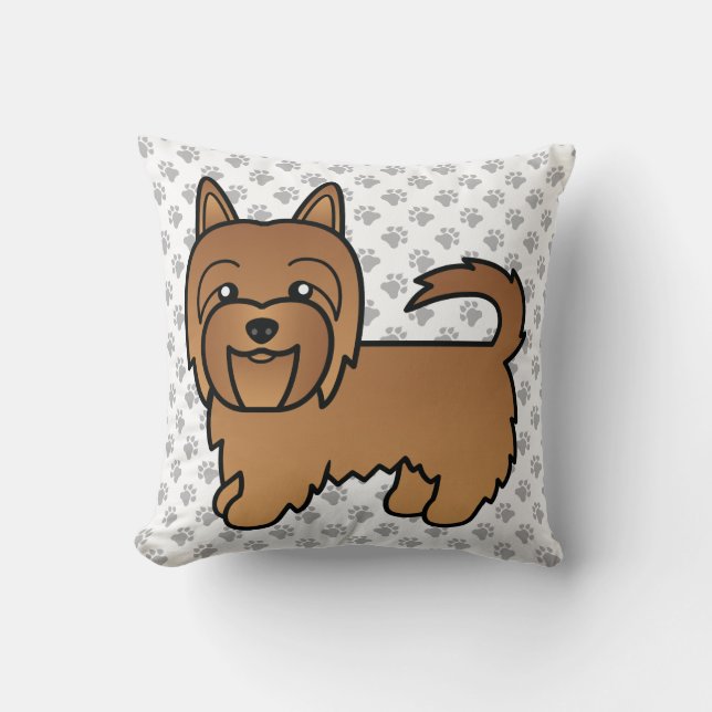Red Australian Terrier Cute Cartoon Dog Cushion (Front)