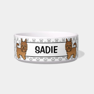 Red Australian Terrier Cute Dogs & Name Bowl